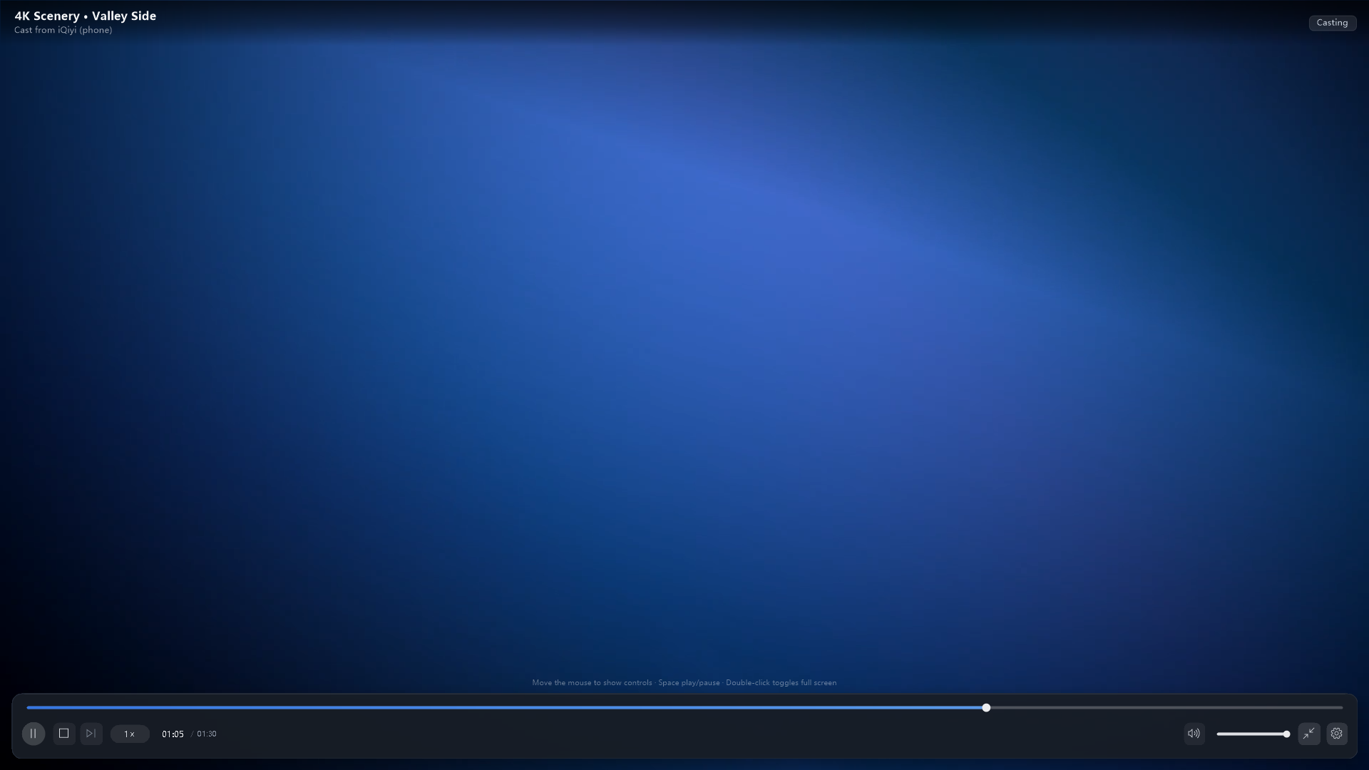 DLNA Cast Player playing a video with the control bar
